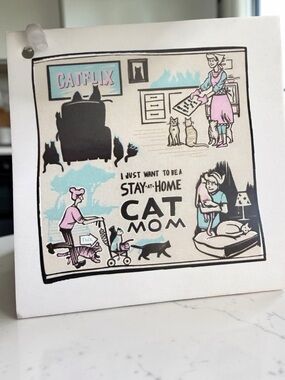 Primitives by Kathy Cat Mom Dish Towel - Cream, Black